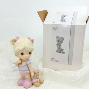 Precious Moments Porcelain Figurine Tickled in Pink Baby Girl Nursery Decor